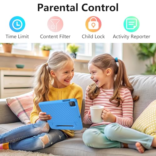 Image of JREN 11 inch Kids Tablet Android 15- 128GB Storage, 6GB RAM,WiFi & Bluetooth, Parental Controls - Tablet for Kids Teens, Children Tabletas with Case Cameras Blue