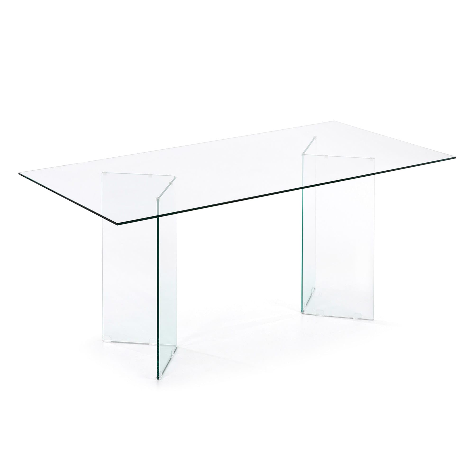 Transparenter Tisch aus gehärtetem Glas, 180 x 77,5 x 90 cm.