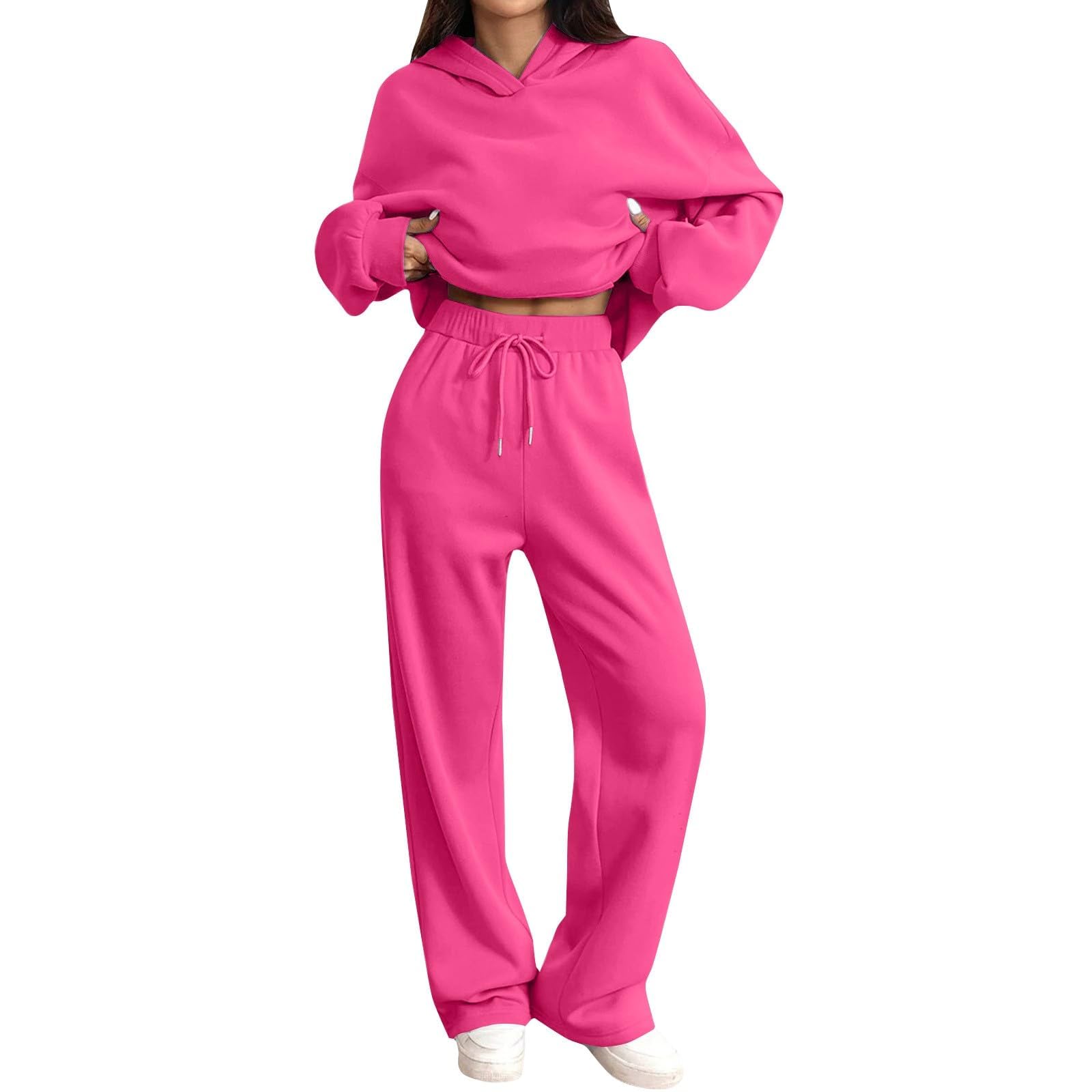 Damski dres do joggingu, odzież wypoczynkowa, zestaw dresowy, jednolity kolor, dwuczęściowe dresy, strój rekreacyjny, bluza i spodnie do joggingu, odzież sportowa, na wiosnę, jesień, zimę