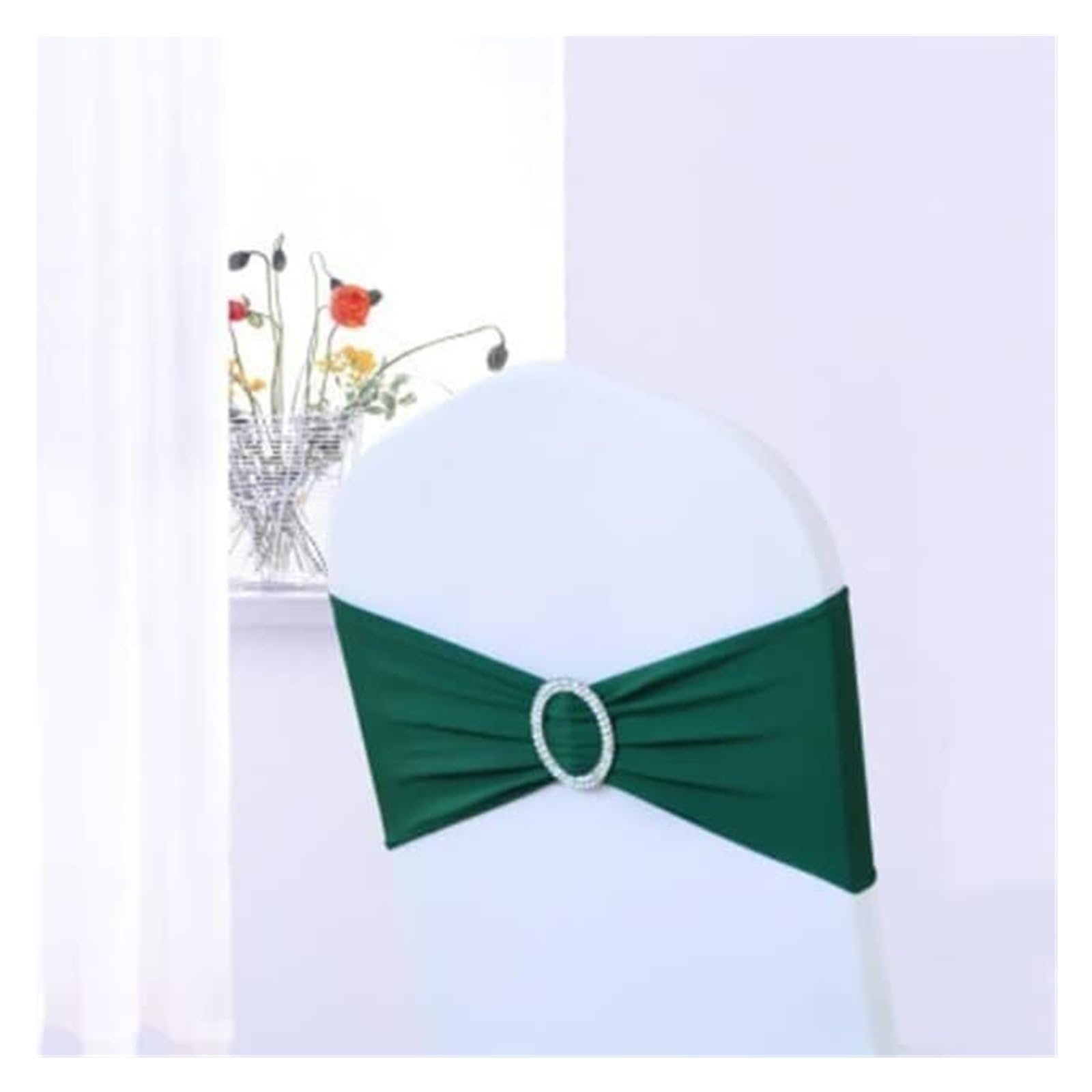 REcsdza chair sashes, 100Pc Spandex Chair Sash Wedding Band SFor Covers Decoration Party Dinner Banquet,100pcs(Dark Green)
