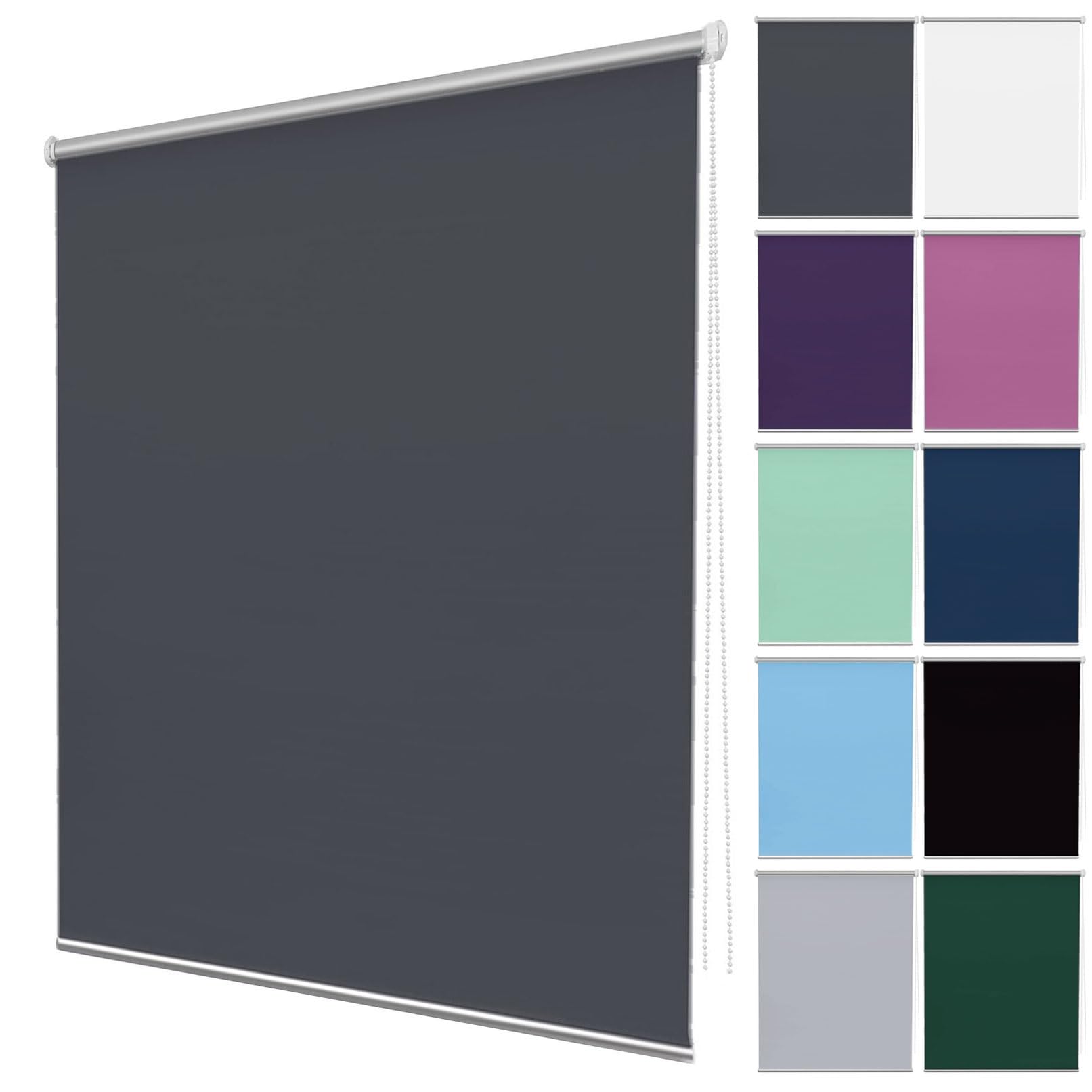 Doppelrollo Klemmfix Ohne Bohren 75 x 90 cm Hitzeschutz und Sichtschutz Verdunkelung Dachfenster Rollo Einfache Installation für Fenster & Tür, Dunkelgrau