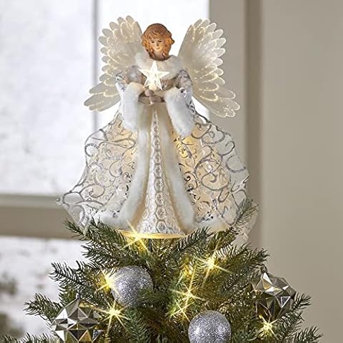 LINGJIONG Weihnachtsbaumspitze LED Engel Weihnachtsbaumspitze Cover