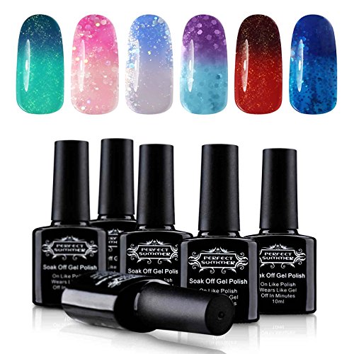 Perfect Summer Soak Off Gel Polish - Temperature Changing Color Nail Gel Polish UV LED Manicure, Pack of 6PCS, 10ml Each #03 Perfect Summer Soak Off Gel Polish - Temperature Changing Color Nail Gel Polish UV LED Manicure, Pack of 6PCS, 10ml Each #03