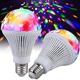 GBKDQQ 2x LED Partylicht, E27 3W RGB LED Discokugel Licht, 360° Rotierend Disco Glühbirne, LED Discolampe Leuchtmittel Party Deko für Hochzeitsfest Geburtstagsparty Halloween Weihnachten