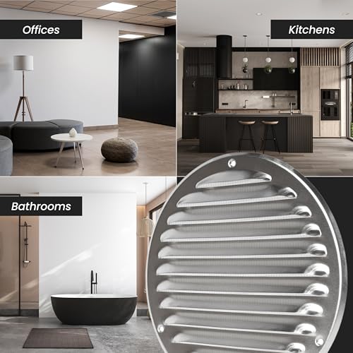 5 Inch / 125 mm White Vent Cover - Metal Round Soffit Vent - Air Vent Louver - Grille Cover - Built-in Screen Mesh - HVAC Ventilation (5'' Inch, Metal - White) - Image 6