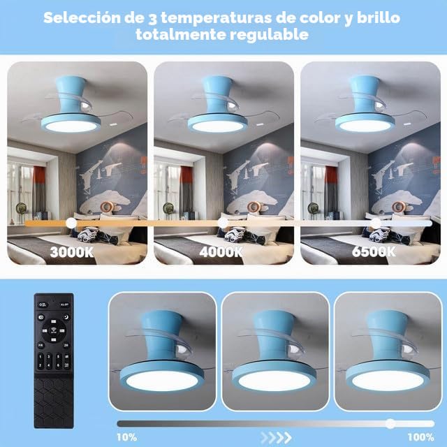 LJX 60cm Ventilador de Techo Sin Aspas con Luz Infantil 6 Velocidades Motor Dc Silencioso Temporizador Aspas Retráctiles Lámpara Ventilador Niñas para Dormitorio Infantil Cocina, Rosa