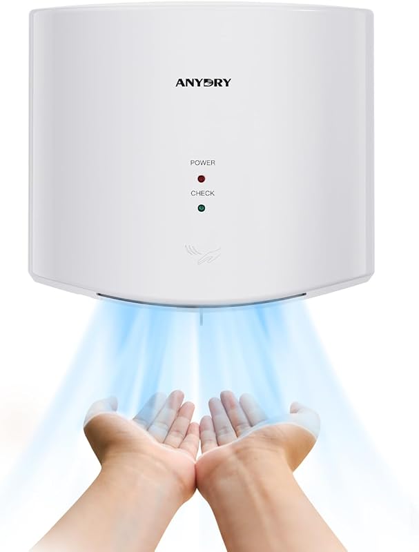 anydry 2630S Kompakt Kézszárító, Automata Falra Szerelhető Elektromos Szárító Fehér