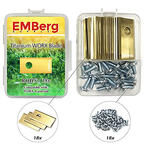 EMBergSupply Titanium Coated Single Hole Blades 18-Pack for Worx Landroid Mowers