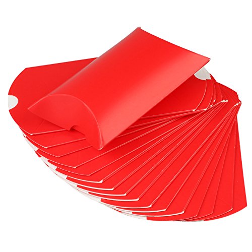 Vlovelife 100Pcs Red Kraft Paper Pillow Boxes 5'' X 3.5'' Wedding Favor Boxes Candy Box Gift Box Party Favors #TOP4