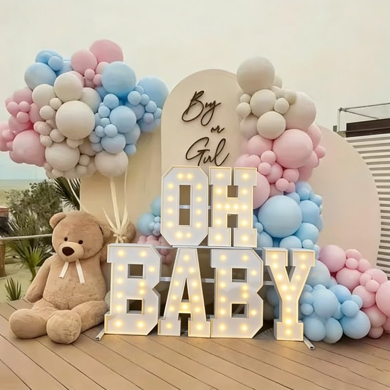 OH BABY Marquee Light-Up Letters oh baby lettersg ender reveal decorations gender reveal decorations oh baby sign big letters (3FT)