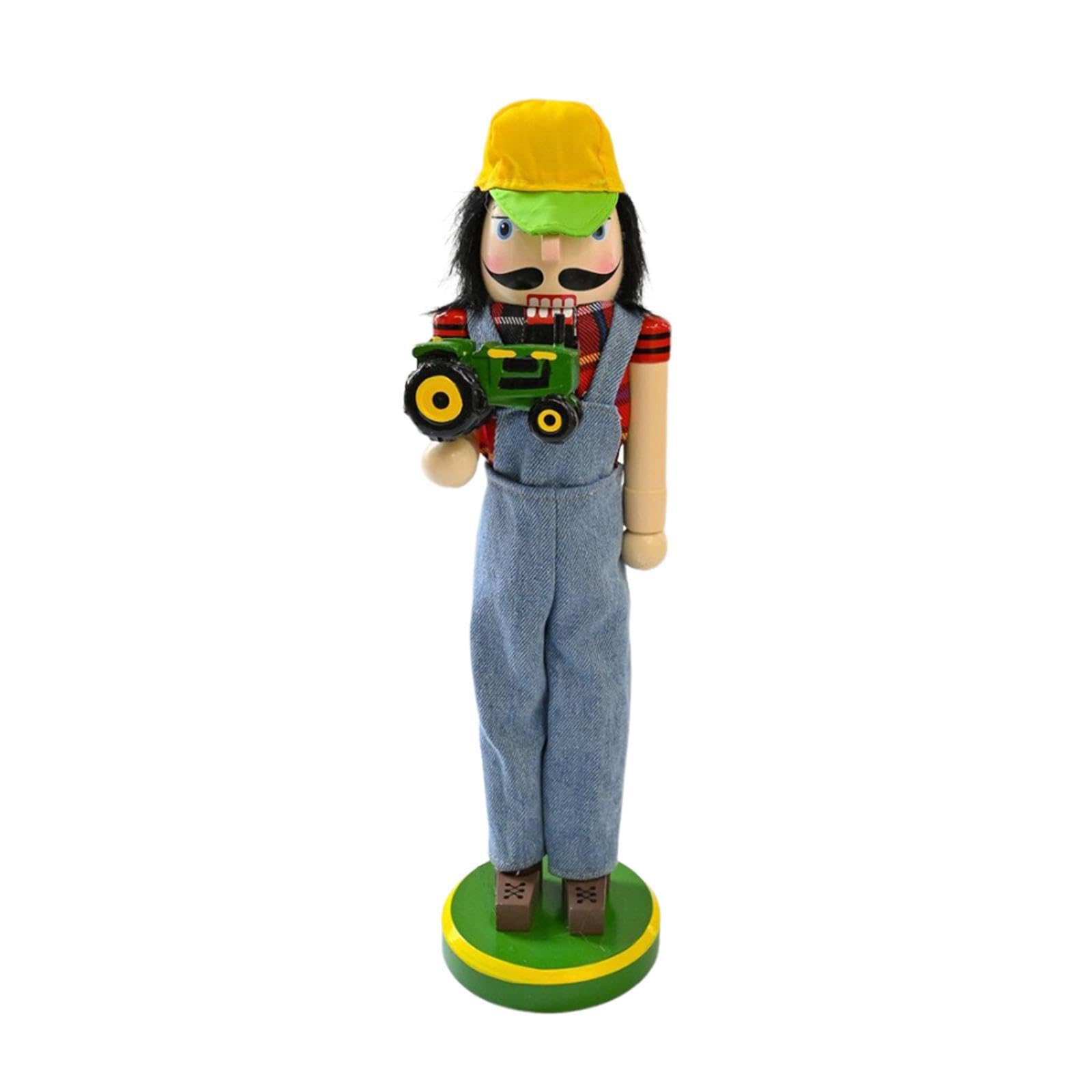 LIXSAZSE Nutcracker Figurine Christmas Soldier Decoration Workmanship Winter Table Centerpiece Holiday Decor Nutcracker Figures Are Made Of Wood With Fine, Holding a Car, 38x9.2cm