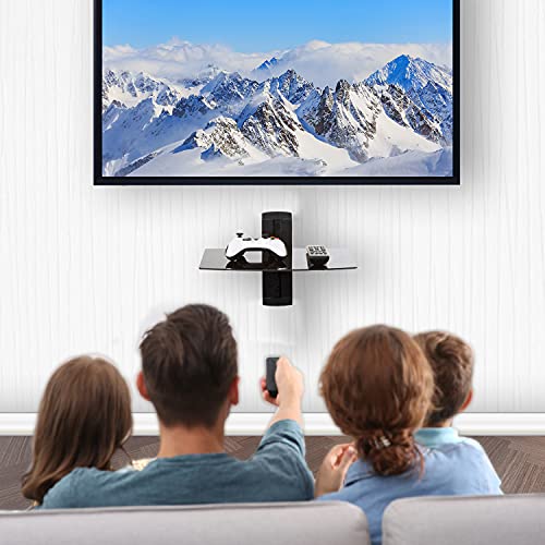 Wali Floating Entertainment Center Shelves, Holds Up To 17.6Lbs, Tv Shelf With Strengthened Tempered Glasses For Dvd Players, Cable Boxes, Games Consoles, Tv Accessories (Cs201B), 1 Shelf, Black #TOP6