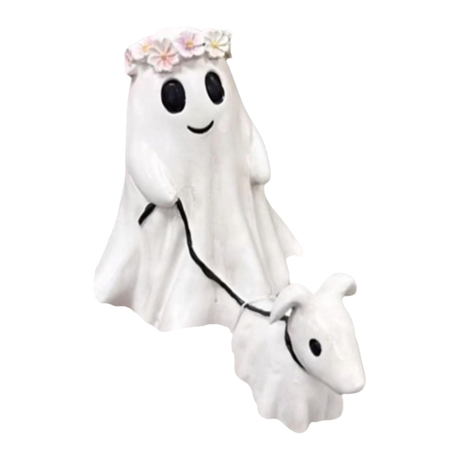 DOVDOV Halloween-Deko - Geister-Hunde-Statue Aus Harz, Weiß, Für Drinnen & Draußen, Niedliche Gespenster-Dekoration