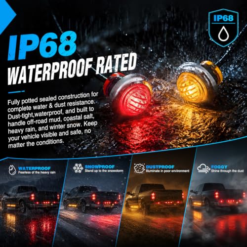 Image of Nilight 3 /4 inch Round Marker Lights 20PCS Amber Red Bullet Clearance Light