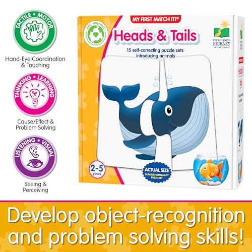 Image of The Learning Journey: My First Match It! - Head and Tails - 15 Self-Correcting Animal Memory Matching Puzzles Games - Educational Activities for Learning - Preschoolers Age 2-5 - Award Winning Toys