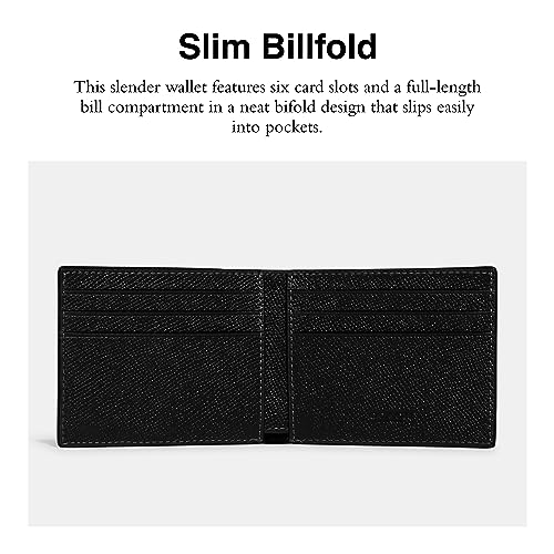 Coach Slim Billfold in Cross Grain Leather, Black, One Size2