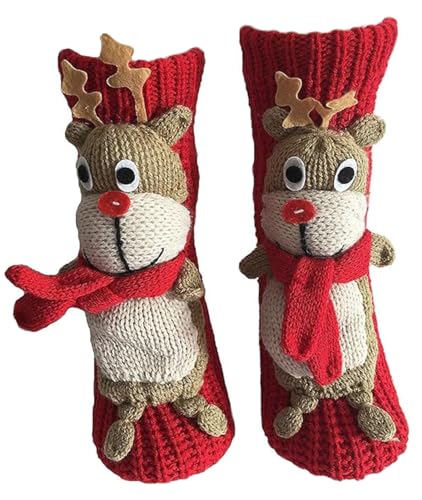 Image of Women's Non-slip Household Floor Socks Knit Casual Animals Slippers Socks Christmas Stockings Decor