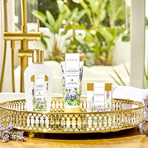 SPA LUXETIQUE Wellness Geschenkset für Frauen - Geschenkset für das Badezimmer, 8 Stück, für das Geburtstagsgeschenk, Lavendelduft, Pflegeset mit Badewanne, Geschenk für Frauen Geburtstag, Weihnachten