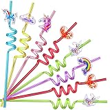 24 Glitter Unicorn Birthday Party Supplies Drinking Straws Unicorn Love Heart Rainbow Cloud Shape Design for Unicorn Party Favors