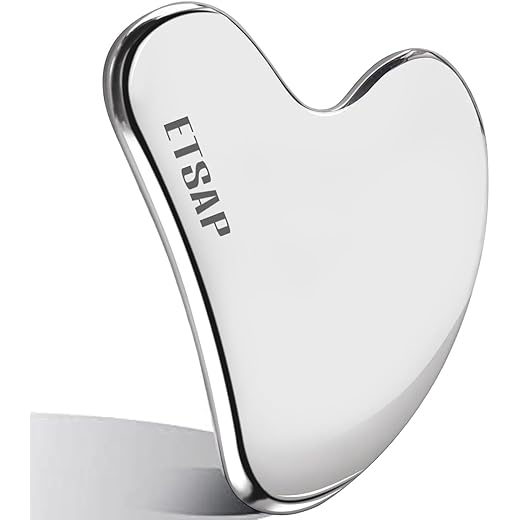 ETSAP Premium Stainless Steel Gua Sha,Metal Gua Sha Facial Tool. Firm Face Muscles, Reduce Puffiness, Facial Tension, Helps Lymphatic Drainage. GuaSha Beauty Tool for Body Neck Eyes (Heart Shape) (SS GUA SHA 85 GRM)