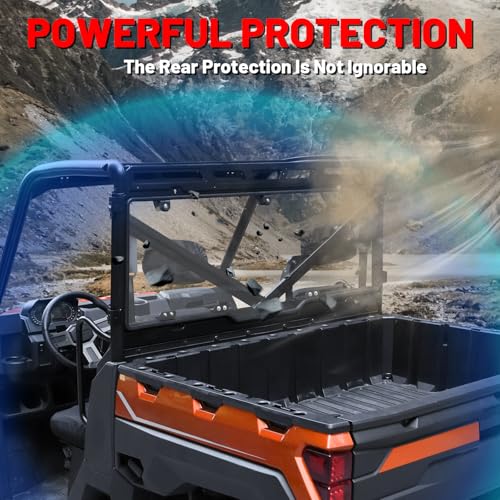Image of StarknightMT Ranger 1000 Rear Windshield, Clear Back Window Rear Window Compatible With 2017-2026 Polaris Ranger 1000 /XP 1000 / Crew 2013-2019 Polaris Ranger XP 900 / Crew Heavy Duty PC