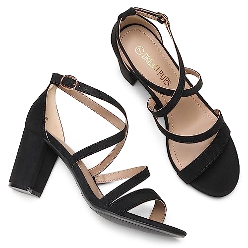 Image of DREAM PAIRS Women's Ankle Strappy Low Chunky Heel Sandals