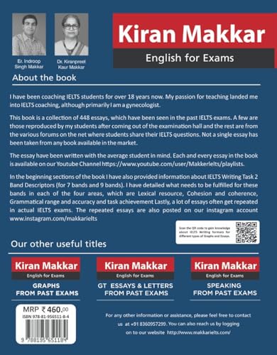 Image of Kiran Makkar IELTS Academic Essays From The Past Exams 2024 Edition (Kiran Makkar English For Exams)
