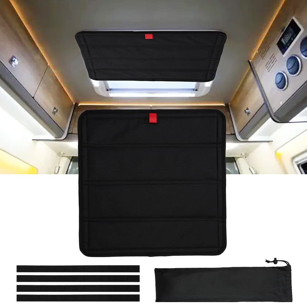Magnetic RV Vent Skylight Cover,16 ¼" (L) x 16 ¼-" (W), Foldable Magnet RV Blackout Ventilation Cover, UV Rays Protection Camper Trailer Fan Vent Cover, Waterproof Thickened Oxford Fabric (Black)