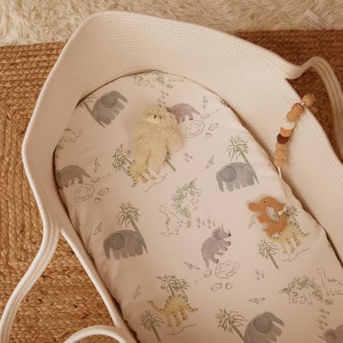 Image of Gllquen Baby Bassinet Sheets 2-Pack for Baby Girl Boy Green Elephant