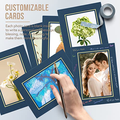 Golden State Art, 25 Pack, 4X6 Paper Picture Frames With Easel, Paper Photo Frame Cards, Diy Cardboard Photo Frame (Navy Blue With Gold Lining) #TOP4