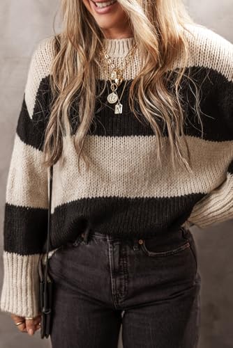 Stylish Round Neck Sweater: Casual Colorblock Design - Jet Stream4