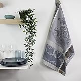 Garnier-Thiebaut, Les Girolles, Anthracite French Jacquard Kitchen/Tea Towel, 100 Percent Cotton