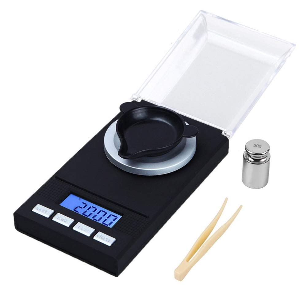 Aingol Digital Milligram Scale 50 X 0.001g Reloading Jewelry Scale Digital Weight with Calibration Weights Tweezers and Weighing Pans