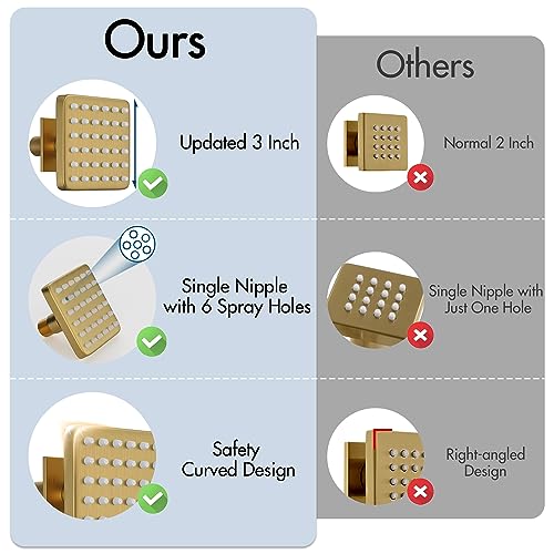 Image of Shower Faucet Set Brushed Gold,Thermostatic Shower System with Body Jets,16 inch Ceiling Rainfall Faucet Set with with 6 PCS Dual Modes Body Jets(3 Inch) Can All Run Together