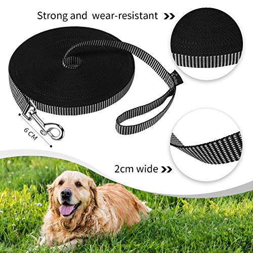 Image of Hi Kiss Dog /Puppy Obedience Recall Training Agility Lead - 15ft 20ft 30ft 50ft 100ft Training Leash - Great for Training, Play, Camping, or Backyard(20ft,Black White)