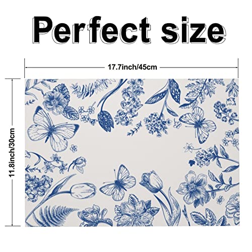 Vintage Flower Butterfly Cloth Placemats For Dining Table Set Of 4 Floral Woven Place Mats Rectangle Fabric Table Mats #TOP1