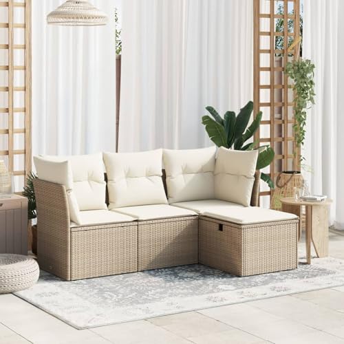 IKAYAA 4-TLG Rattan Balkonlounge Gartenlounge Set Gartenmöbel Klein...