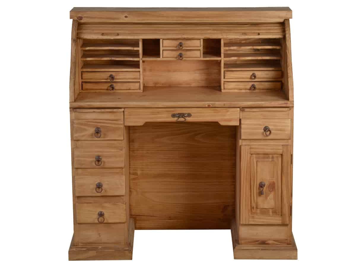 Sekretär Mexico Möbel 120x125x58 cm Landhausstil Massivholz Pinie Honig