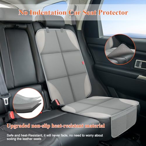 Image of Car Seat Protector for Child Car Seat, 600D Fabric Safe Car Seat Cover with Non-Slip Backing, Waterproof Carseat Seat Protectors under Baby Car Seat with Thick Padding for Car Back Front Seat, 2 Pack
