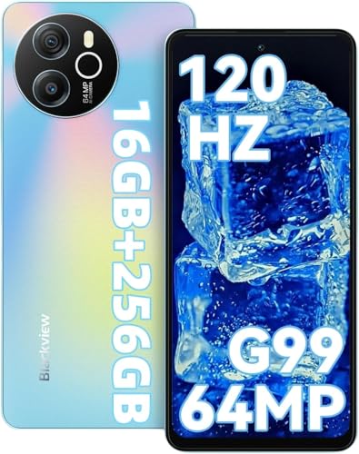 Blackview Smartphone 120Hz, 16GB+256GB(TF 2TB) Helio G99 Cámara de 64MP Telefono Movil Android 13, 6.78'' FHD+ 2.4K 5000mAh 33W Moviles con Dual 4G Octa-Core, NFC/Huella Digital/GPS
