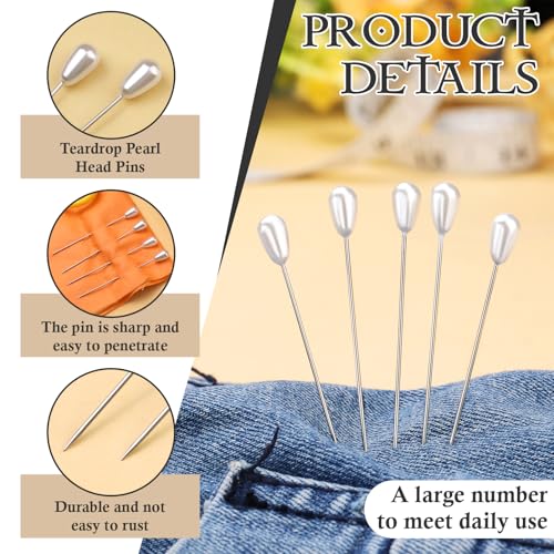 image for Kogyxe 150 Pcs Corsage Pins, Boutonniere Pins, Long Teardrop Pearl Hea