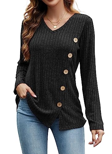 Image of Dimur Sweaters for Women Trendy 2025 Long Sleeve Shirts Ligheweight Sweatshirt Loose Fit Tunic Tops