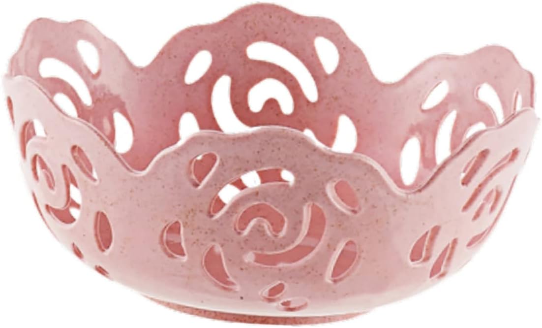 Modern Hollow Fruit Plate Snack Tray Carved Storage Basket 3.74 Inch Plastic Stackable Kitchen Living Room Organizer
