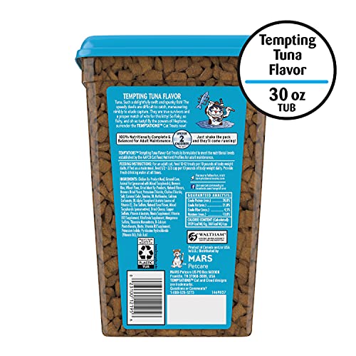 Temptations Classic Crunchy And Soft Cat Treats, Tempting Tuna Flavor, 30 Oz. Tub #TOP1