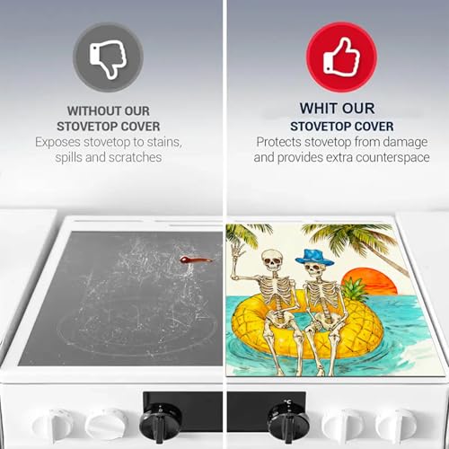 Image of HOMETITUTE Summer Stove Top Cover 28x20 Island Sunset Skull Heat Resistant