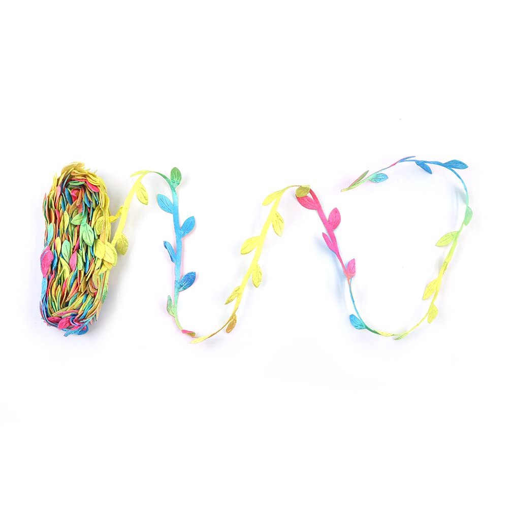 Cenpek Artificial Colorful Vines, Simulation Leaf Hemp Rope, 2 Rolls Jute Twine With Leaf, Artificial Rattan Rope, For Wedding Party, Home Decor,Diy Craft And Garden Decoration(10M/Roll)