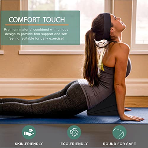 Yoga Blocks 2 Pack, Slant Board Calf Stretcher 6 Pcs Squat Wedge Blocks For Leg/Foot Stretcher, Under Desk Footrest, Recycled Foam Wedges For Heel Elevated Squat 12"X6.5" Surface #TOP2