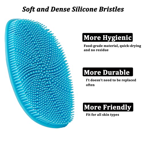 HieerBus Silicone Face Scrubber, Facial Cleansing Brush Silicone Face Wash Brush,Gentle Exfoliator Pad & Massager, for Men Women Cleansing and Exfoliating(Blue+Pink)… - Image 5