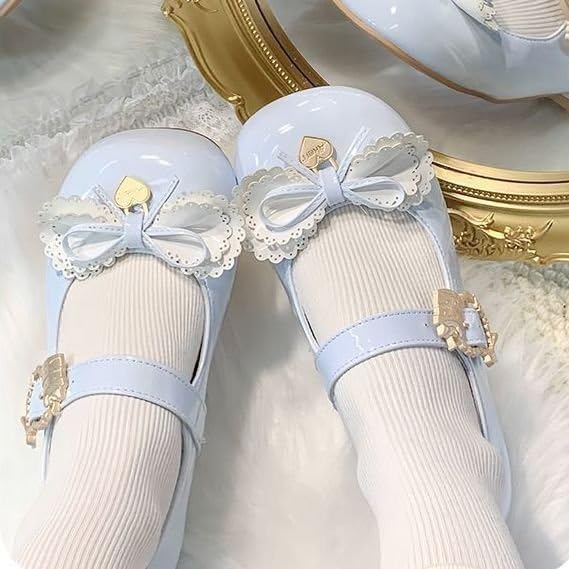 Pink Cute Shoes Lolita Mary Jane Heels - Kawaii Rockabilly PU Preppy Platform Pumps with Bow & Lace for Women, Teens2
