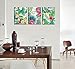 Canvas Wall Art Green Leaf Red Yellow Flowers Contemporary Pictures 3 Pieces x 12